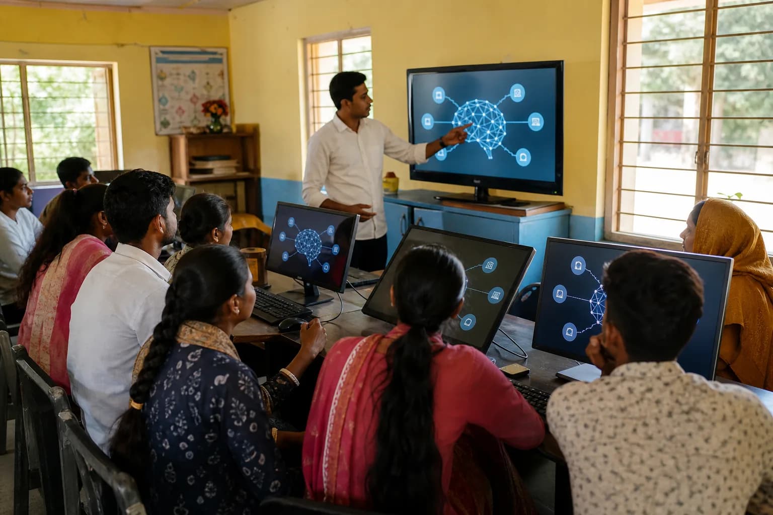 Rural learners developing AI and digital skills together
